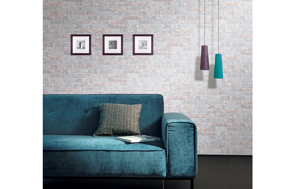 Assorti Behang - Stenen muur bakstenen Grijs