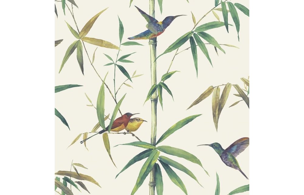 Global Fusion behang - Vogel en Bamboe Ecru G56412