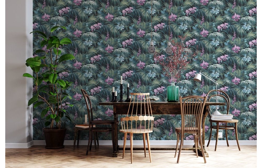 Global Fusion Behang - Tropische bloemen groen G56433