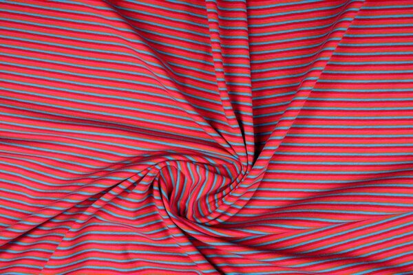 Cotton Jersey Streep Multi color Rood Cotton Jersey Streep Multi color Rood