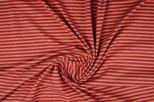 Cotton Jersey Streep Multi color Oranje