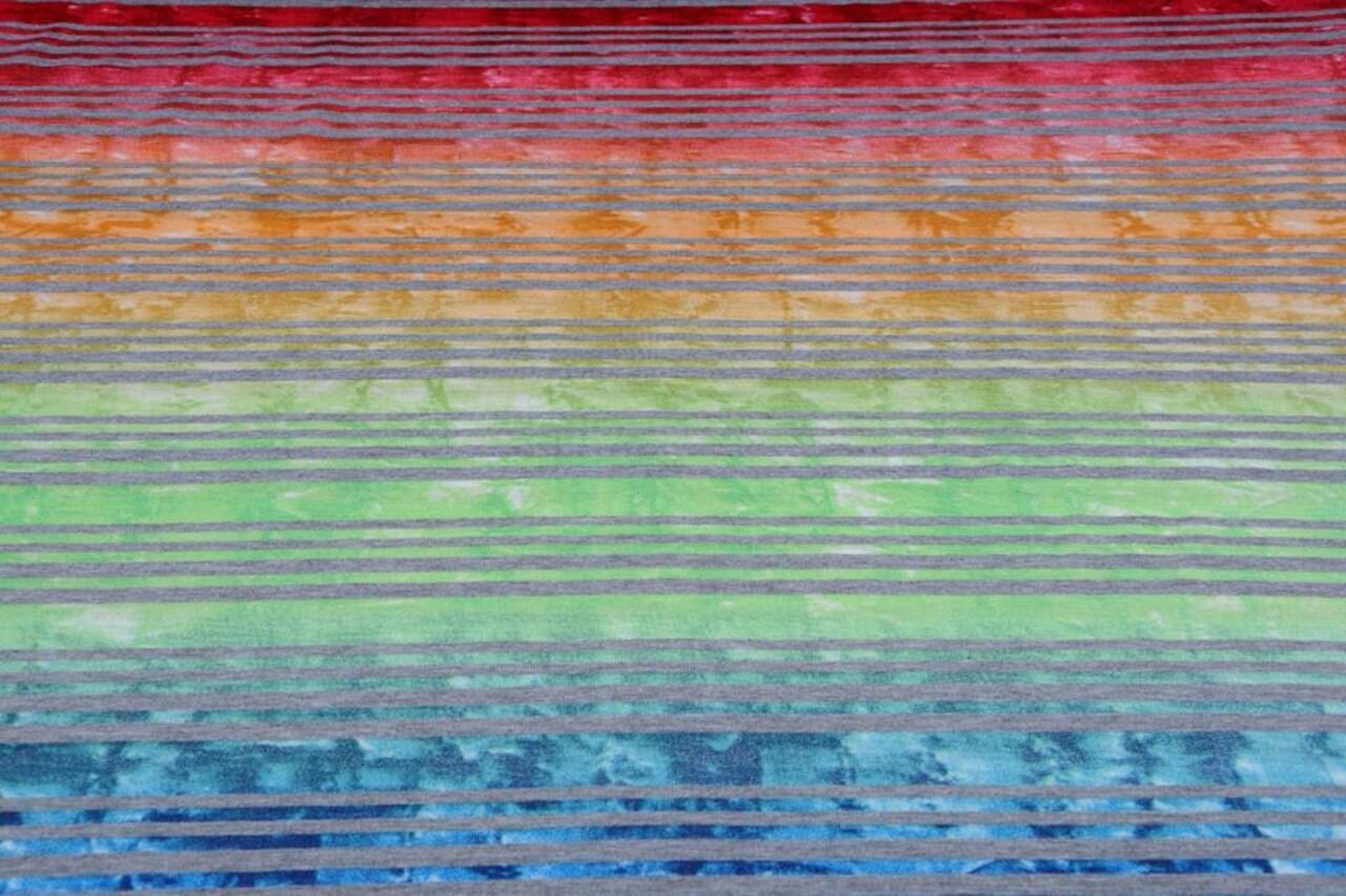Jersey Viscose Kleine Streep Multicolor 1