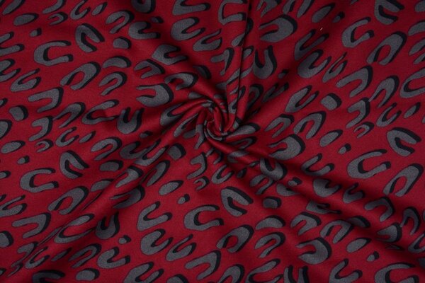 Tejido de Sudadera Estampado Burdeos