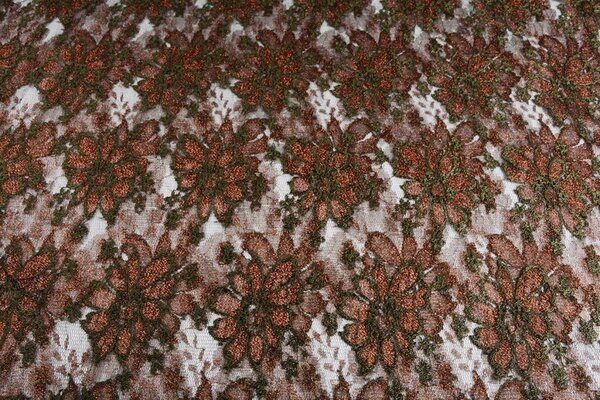 Kant Bloemen Bruin - army groen Kant Bloemen Bruin - army groen