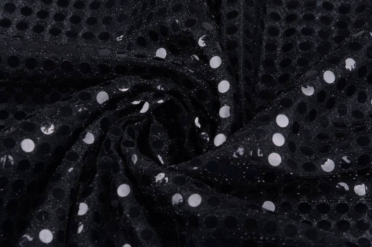 Pailletten, Flitter auf Lurex Schwarz Pailletten, Flitter auf Lurex Schwarz