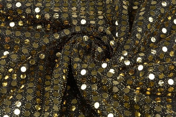 Pailletten, Flitter auf Lurex Schwarz-gold