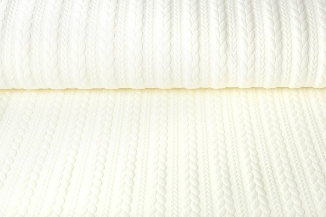 Tricoté Torsade Tissu Jersey Crème Tricoté Torsade Tissu Jersey Crème
