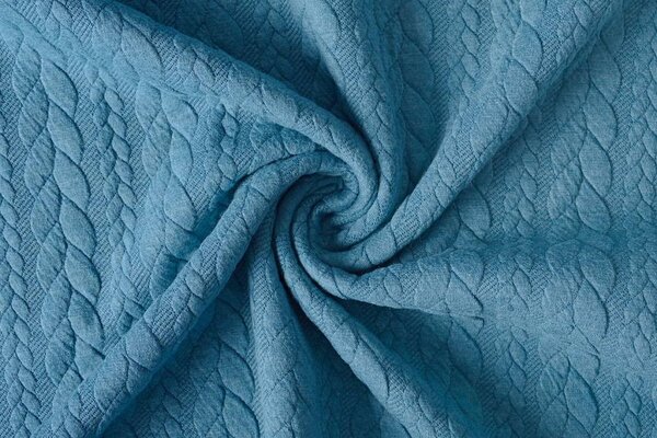Knitted Cable fabric tricot Petrol Blue