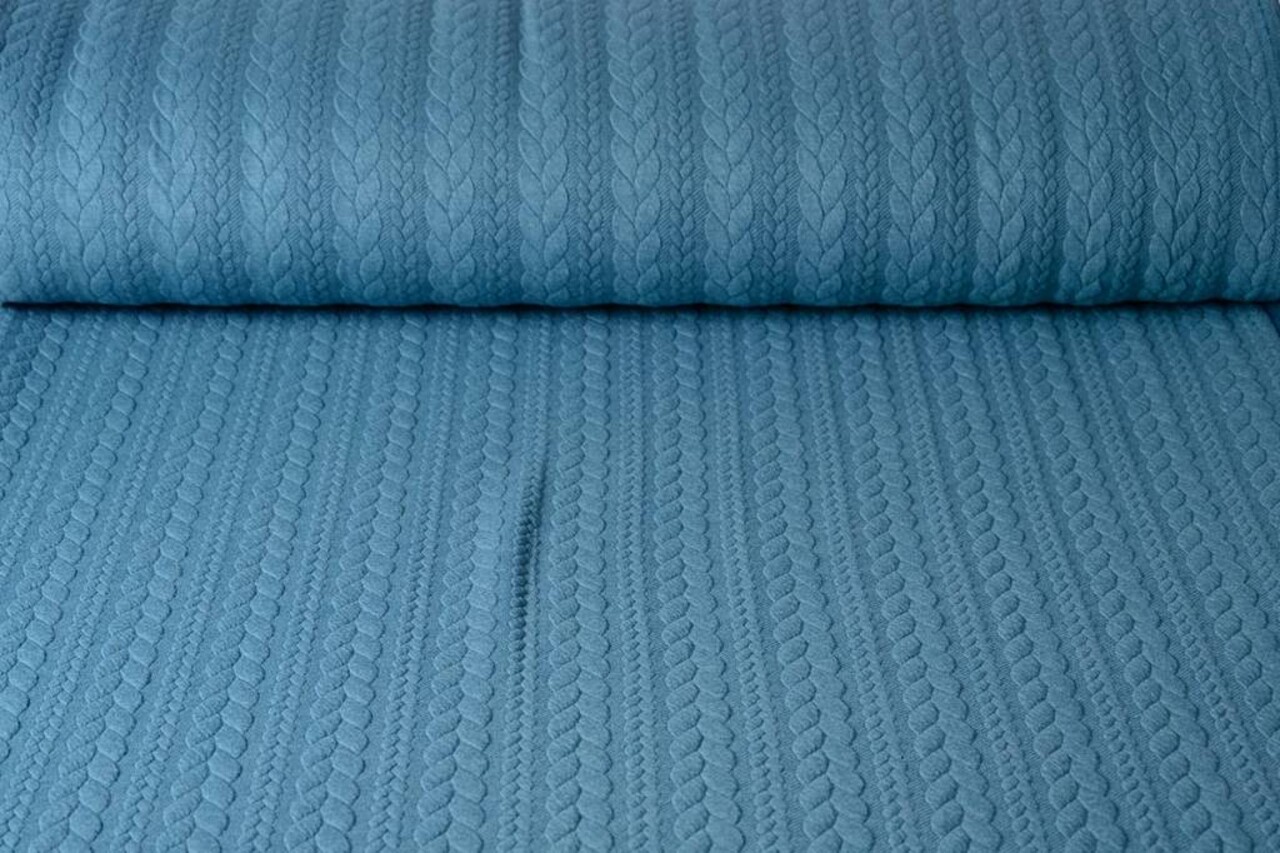 Gestrickte Kabel Stoff tricot Petrol Blau