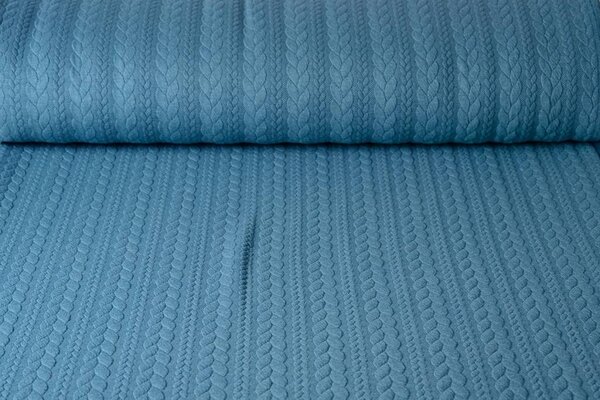 Knitted Cable fabric tricot Petrol Blue
