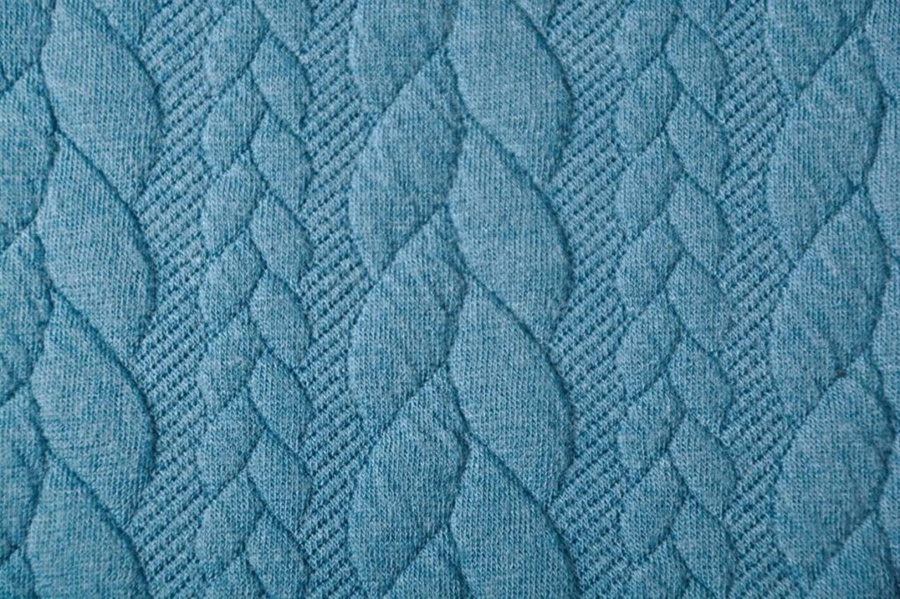 Gebreide kabel stof tricot Petrol Blauw