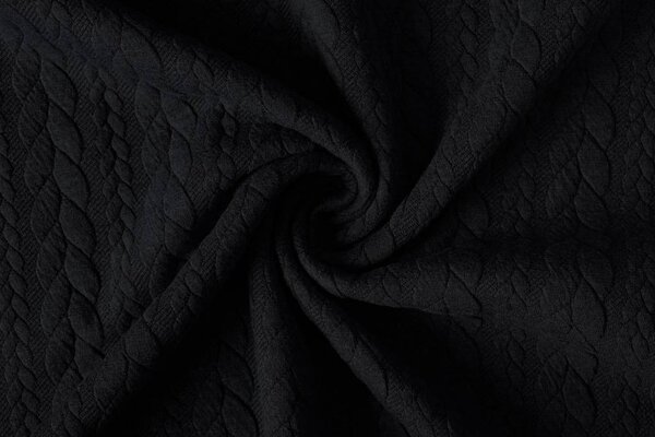 Knitted Cable fabric tricot Black