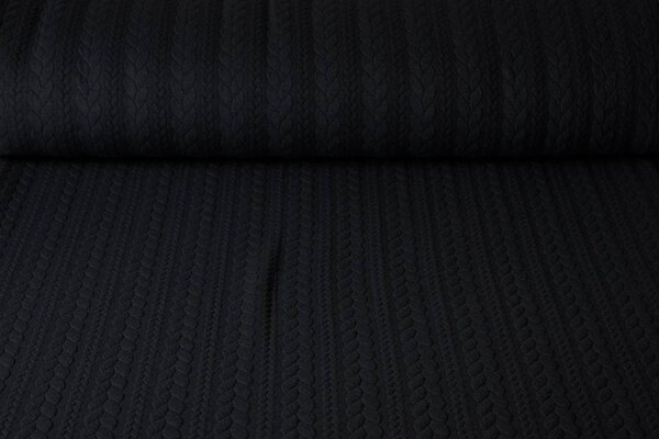 Knitted Cable fabric tricot Black