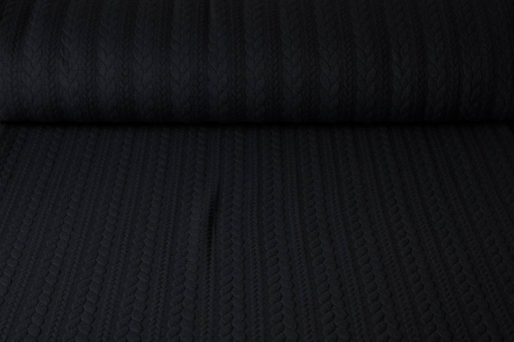 Gebreide kabel stof tricot Zwart