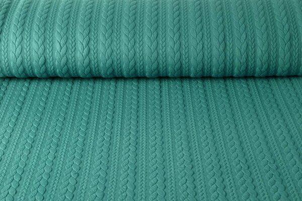 Tricoté Torsade Tissu Jersey Vert d’Eau