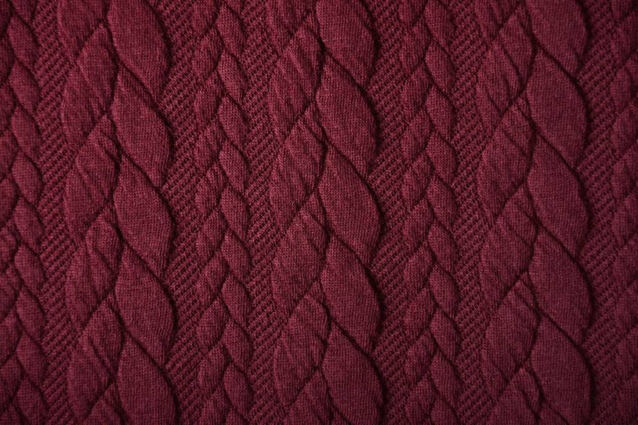 Gebreide kabel stof tricot Bordeaux