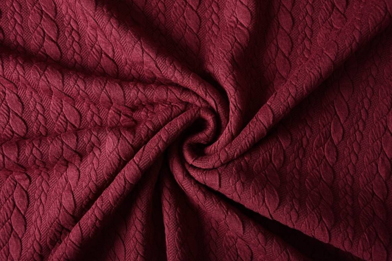 Knitted Cable fabric tricot Bordeaux
