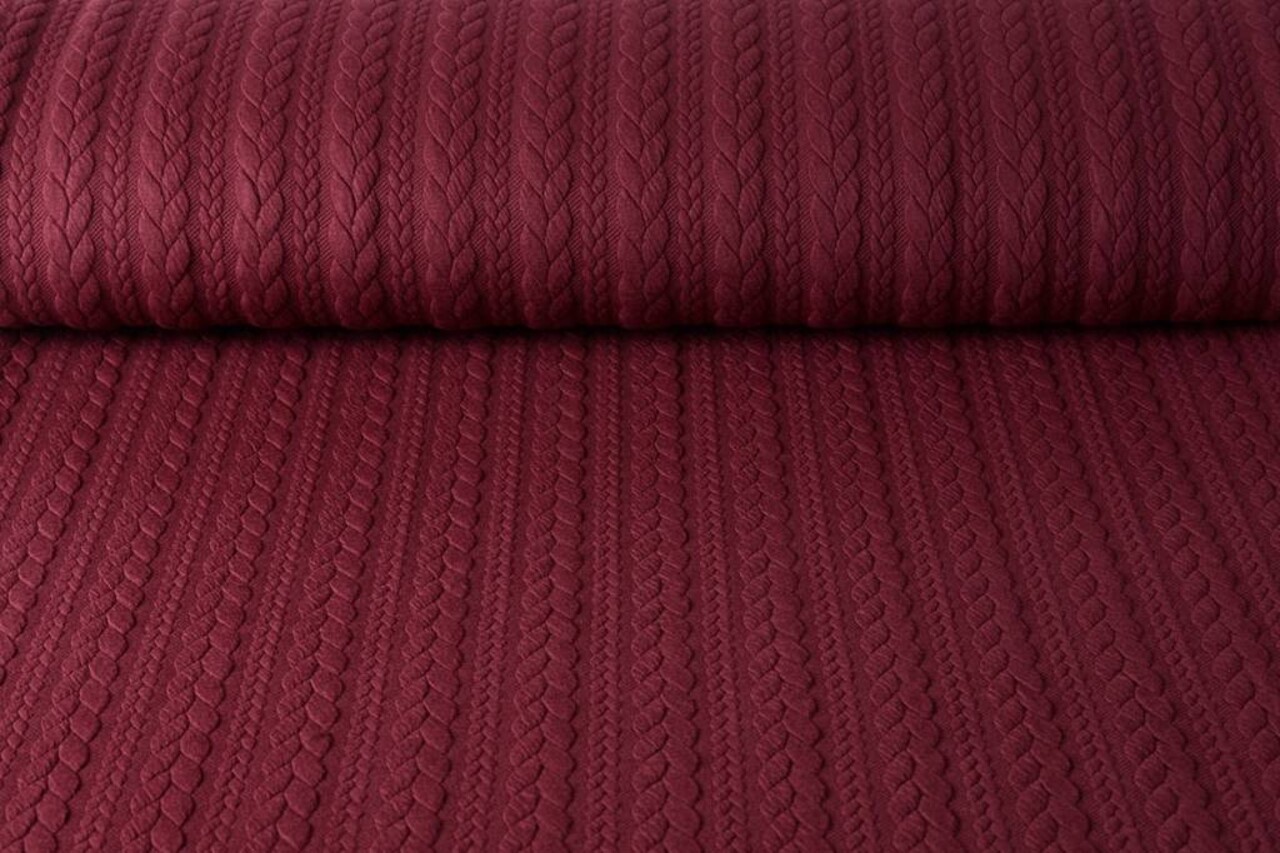 Tricoté Torsade Tissu Jersey Bordeaux Tricoté Torsade Tissu Jersey Bordeaux