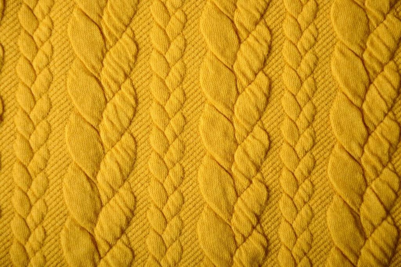 Tricoté Torsade Tissu Jersey Ocre Tricoté Torsade Tissu Jersey Ocre