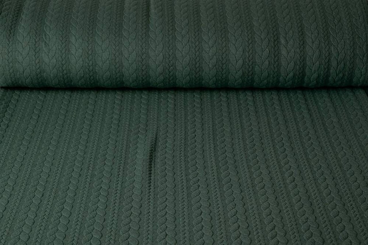 Gebreide kabel stof tricot Army Groen Gebreide kabel stof tricot Army Groen