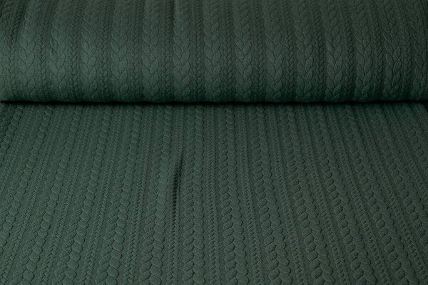 Gebreide kabel stof tricot Army Groen Gebreide kabel stof tricot Army Groen