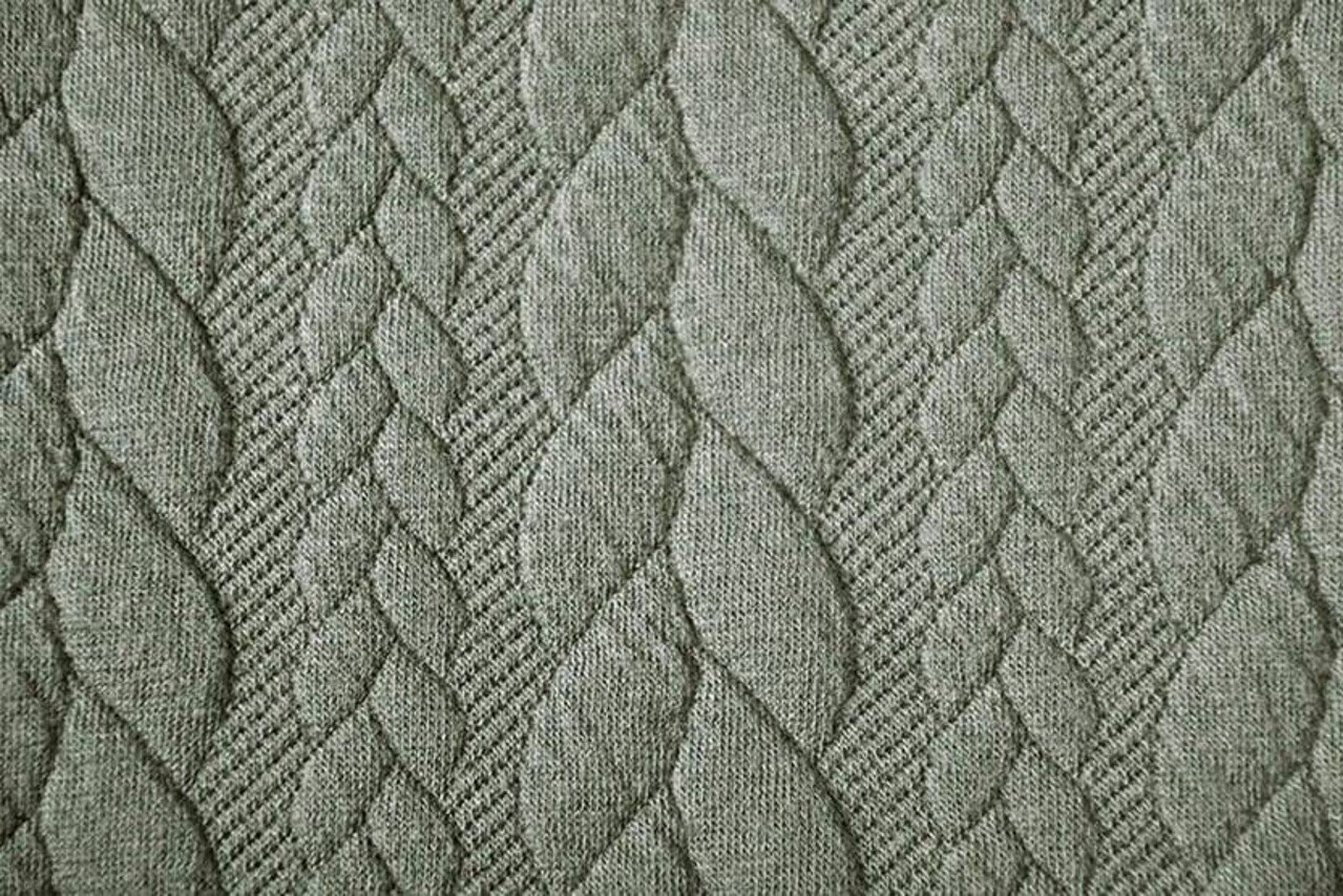 Gestrickte Kabel Stoff tricot Hell oliv