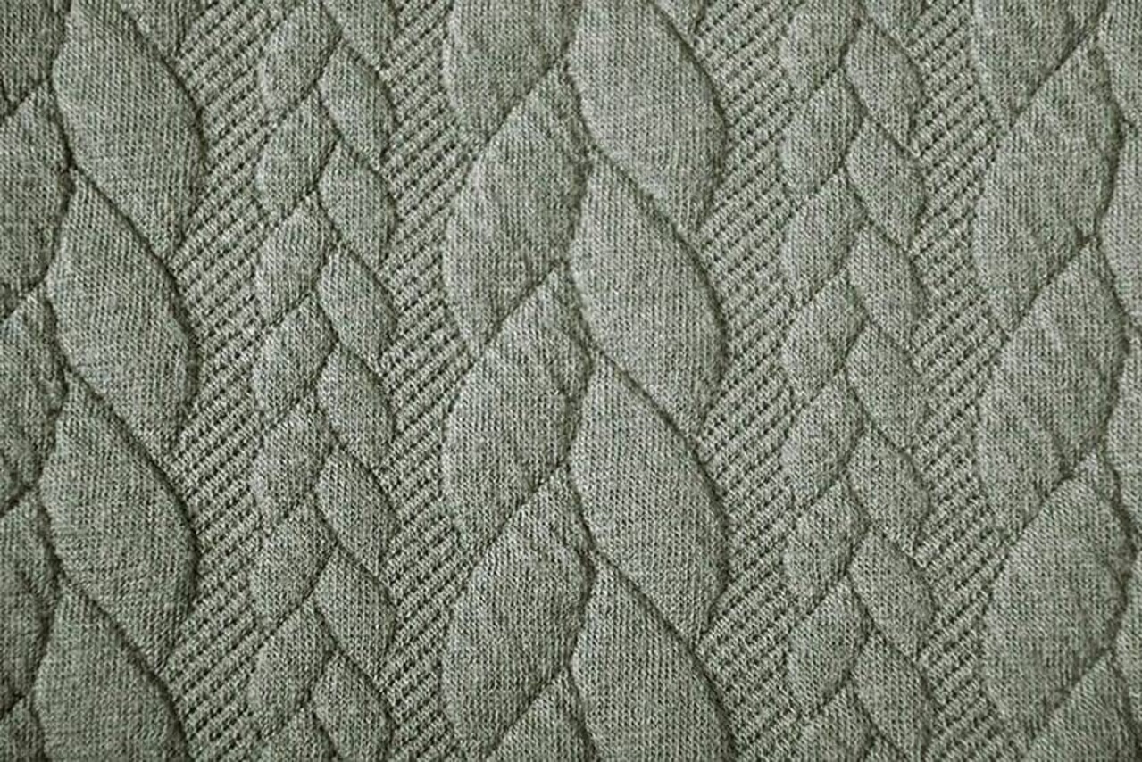 Knitted Cable fabric tricot Light Army Green