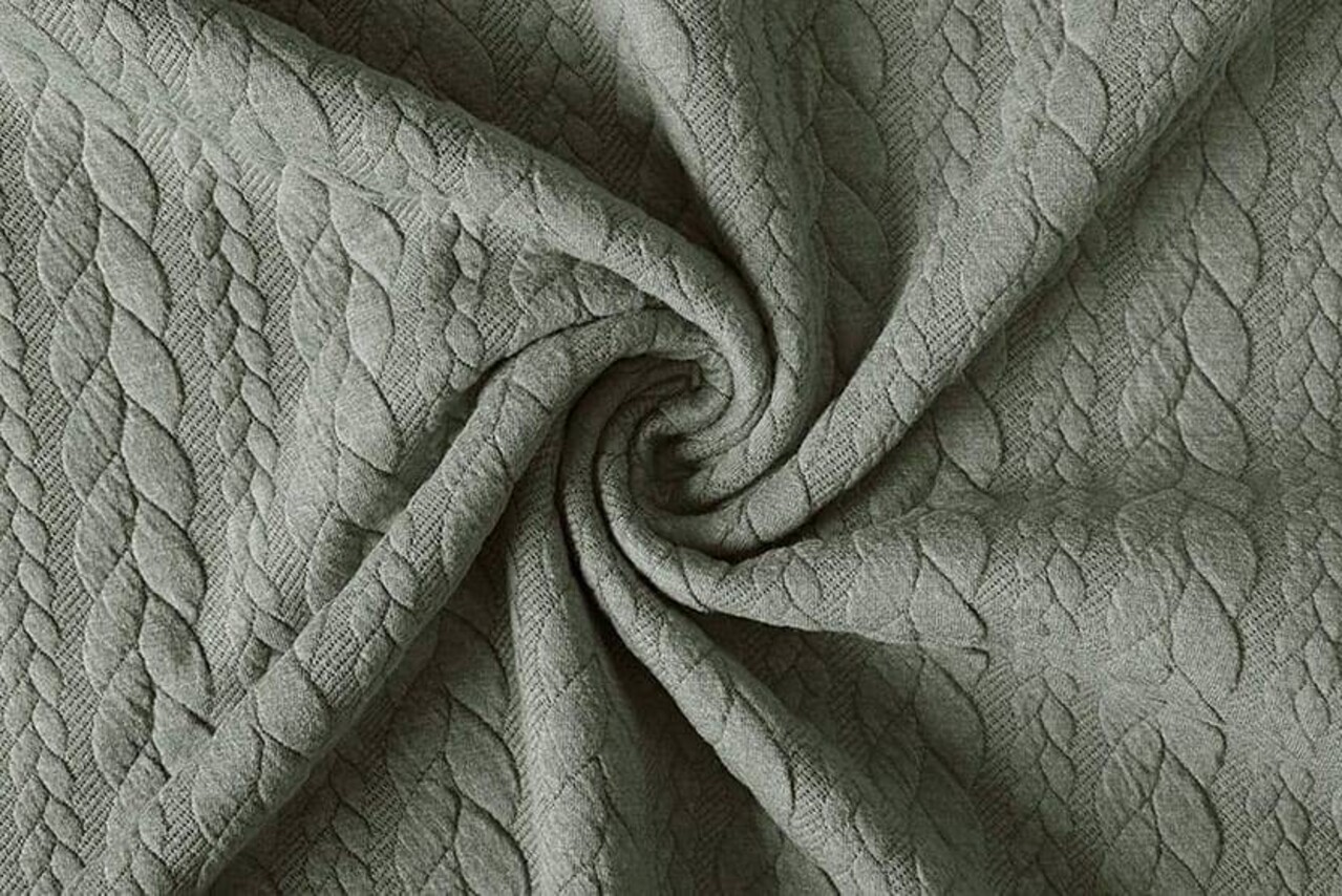 Gestrickte Kabel Stoff tricot Hell oliv