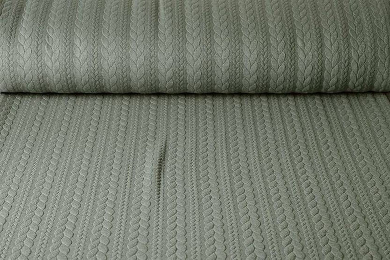 Knitted Cable fabric tricot Light Army Green