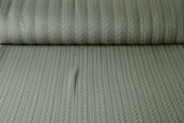 Tricoté Torsade Tissu Jersey Clair Vert Militaire Tricoté Torsade Tissu Jersey Clair Vert Militaire