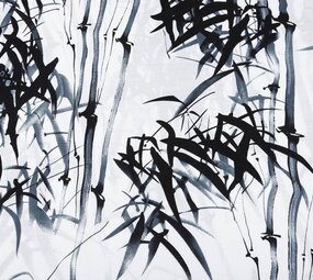 Tejido con Aspecto de Lino Estampado Planta de Bambú Tejido con Aspecto de Lino Estampado Planta de Bambú