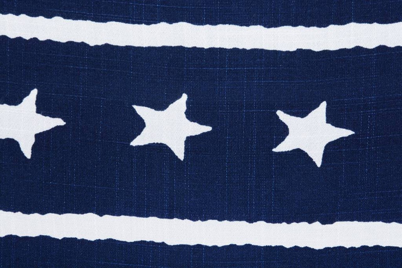 Tejido con Aspecto de Lino Estampado Estrella a Rayas Azul Marino Tejido con Aspecto de Lino Estampado Estrella a Rayas Azul Marino
