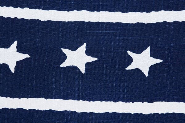 Tejido con Aspecto de Lino Estampado Estrella a Rayas Azul Marino Tejido con Aspecto de Lino Estampado Estrella a Rayas Azul Marino