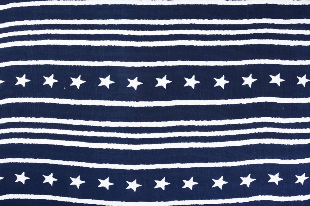 Gemustert Leinenlook Star Striped Navy