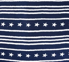 Gemustert Leinenlook Star Striped Navy