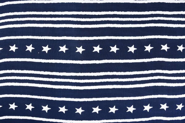 Tejido con Aspecto de Lino Estampado Estrella a Rayas Azul Marino Tejido con Aspecto de Lino Estampado Estrella a Rayas Azul Marino