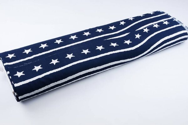 Gemustert Leinenlook Star Striped Navy