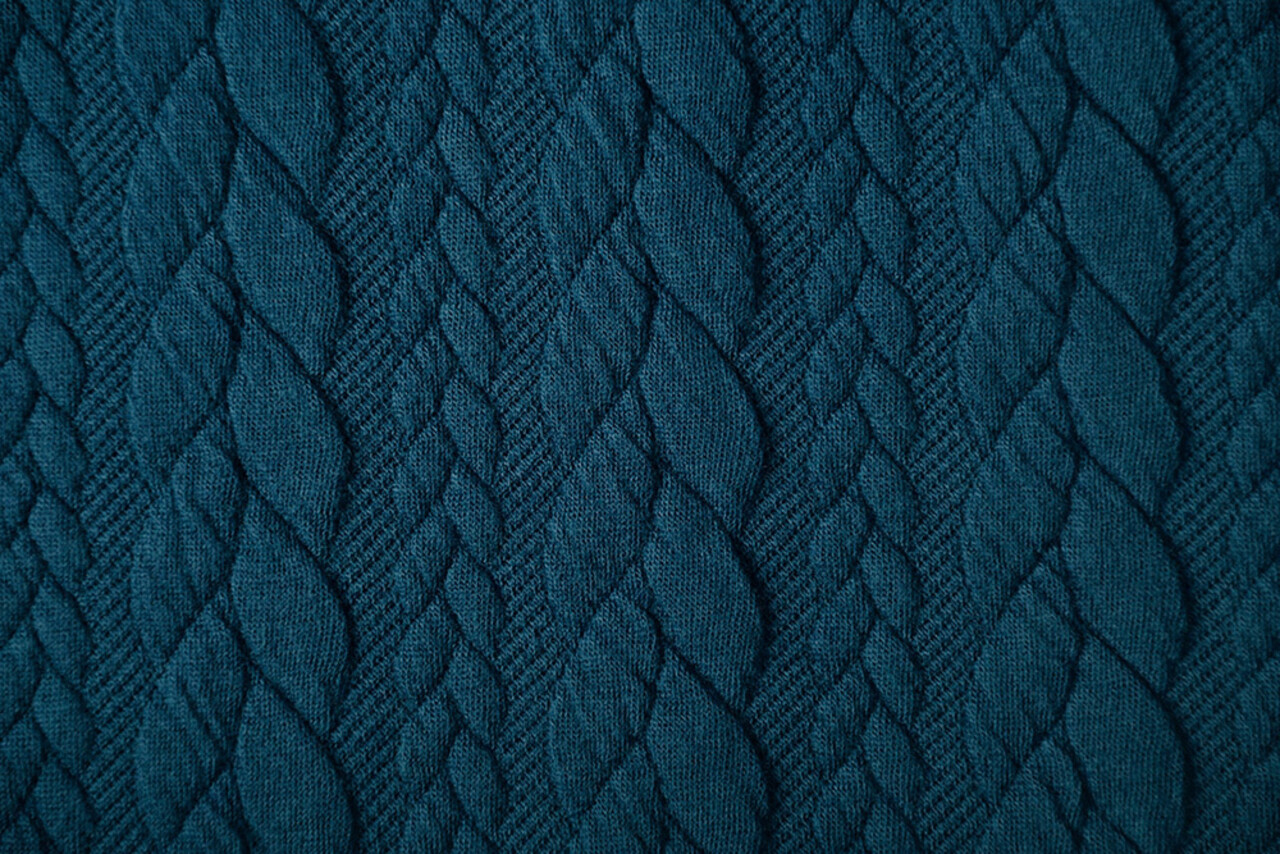 Gebreide kabel stof tricot Petrol