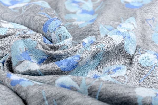 Viscose Jersey viooltjes Grijs Melange