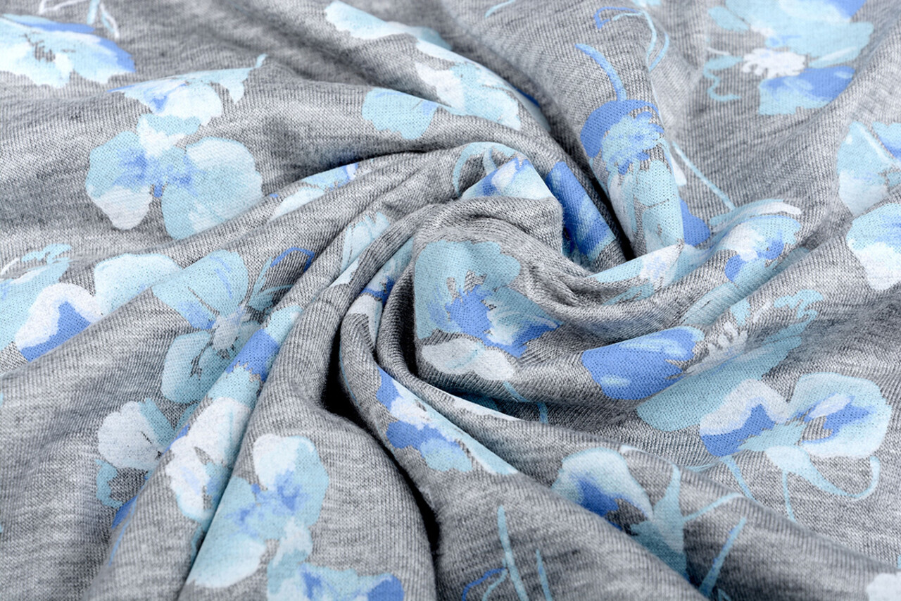 Jersey Viscose Viooltjes Gris Melange Jersey Viscose Viooltjes Gris Melange