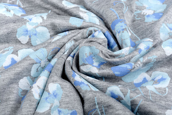 Viscose Jersey viooltjes Grijs Melange