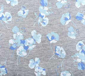 Viscose Jersey viooltjes Grijs Melange Viscose Jersey viooltjes Grijs Melange