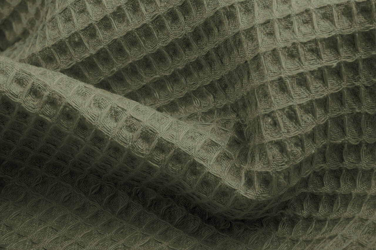 Oeko-Tex®  Waffelpiqué Baumwolle Hell Armeegrün