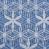 Jacquard Gebreid Lurex Bloemen Blauw