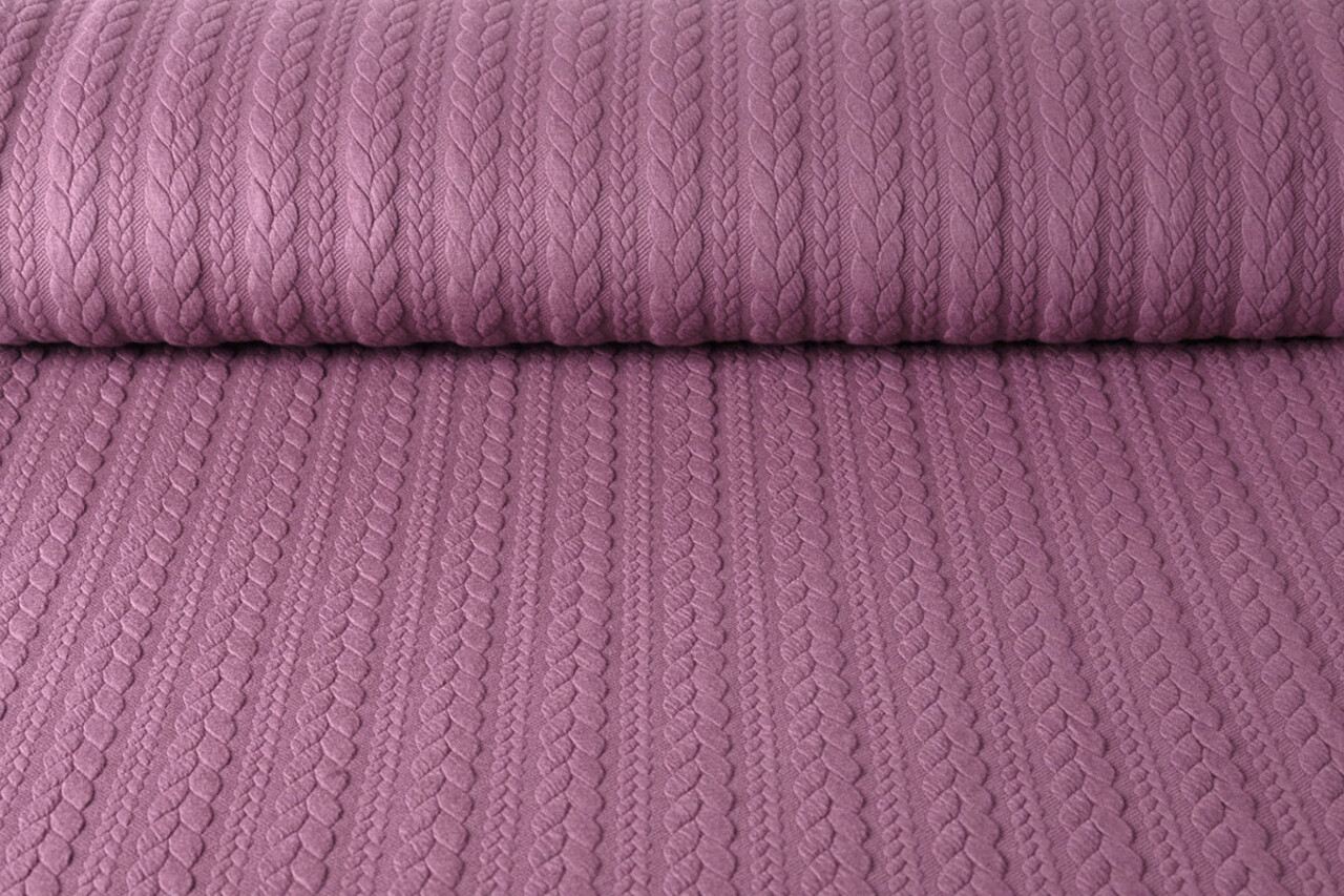 Tricoté Torsade Tissu Jersey Vieux Rose Foncé Tricoté Torsade Tissu Jersey Vieux Rose Foncé