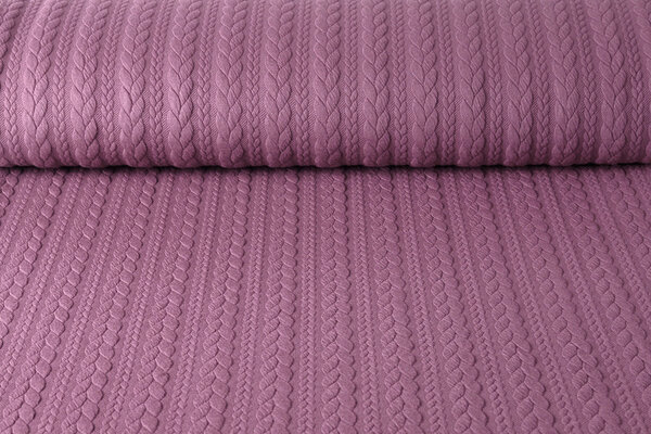 Gebreide kabel stof tricot Donker oud roze Gebreide kabel stof tricot Donker oud roze