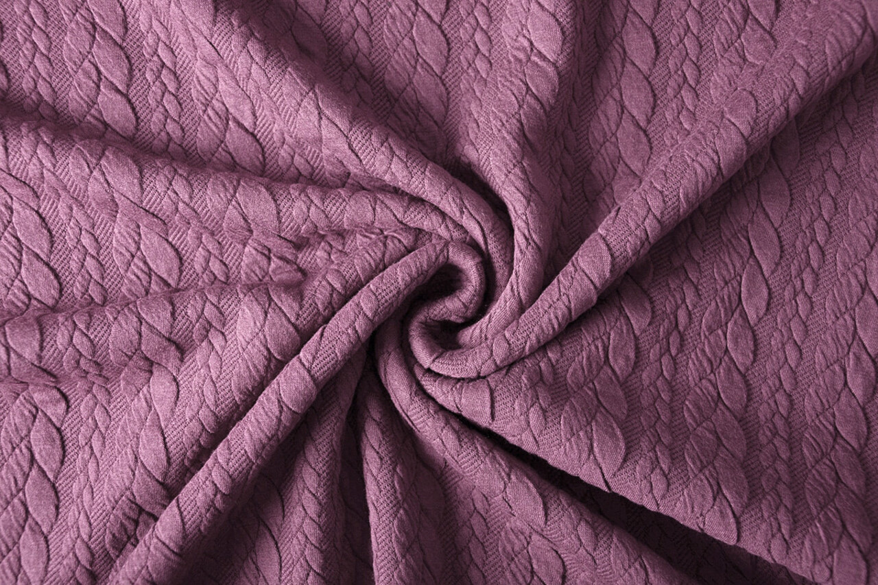 Gebreide kabel stof tricot Donker oud roze