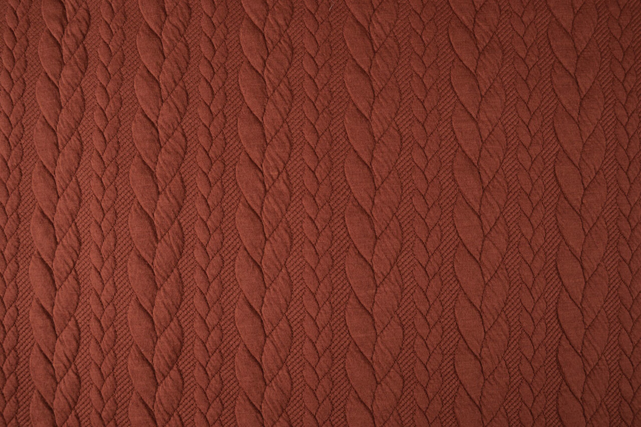 Gebreide kabel stof tricot Brique