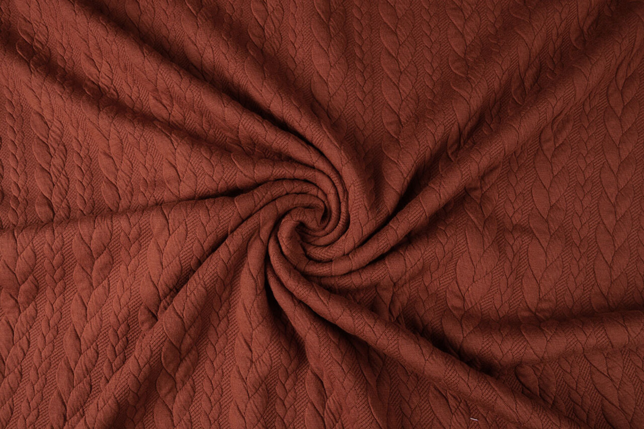 Gebreide kabel stof tricot Brique