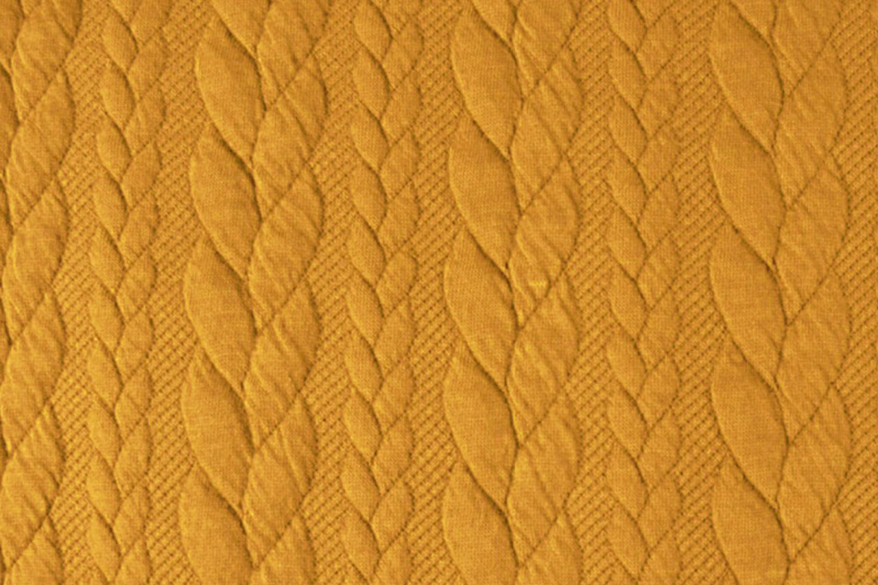 Tricoté Torsade Tissu Jersey Foncé Ocre Tricoté Torsade Tissu Jersey Foncé Ocre